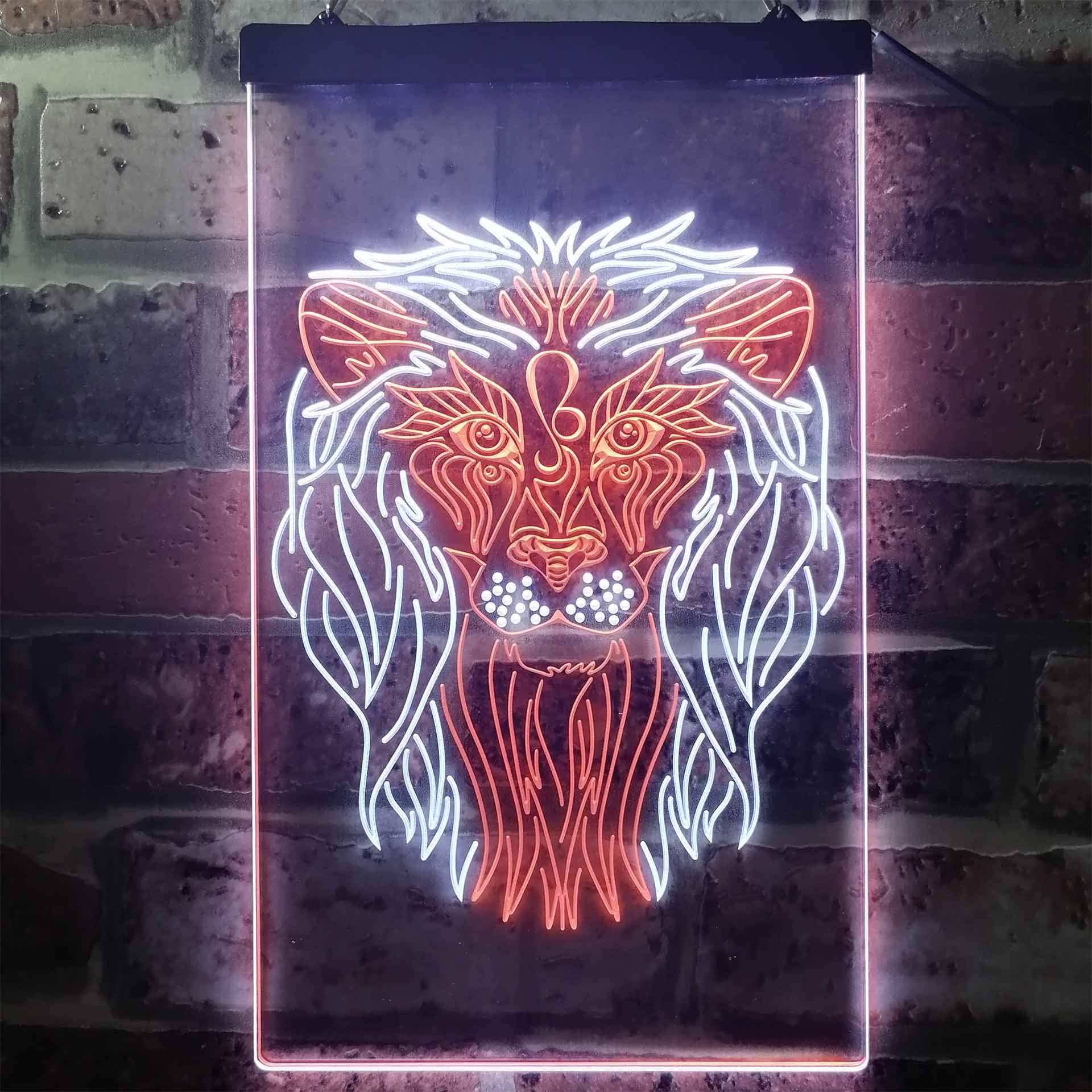 lion ページ Lion Animal Living Room Man Cave Dual Color LED Neon Sign